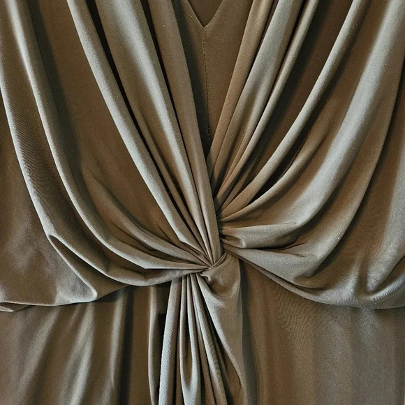 Misa Los Angeles Draped Teget Fluid Stretch Mini Dress Olive  Green Size Large. - Picture 9 of 16
